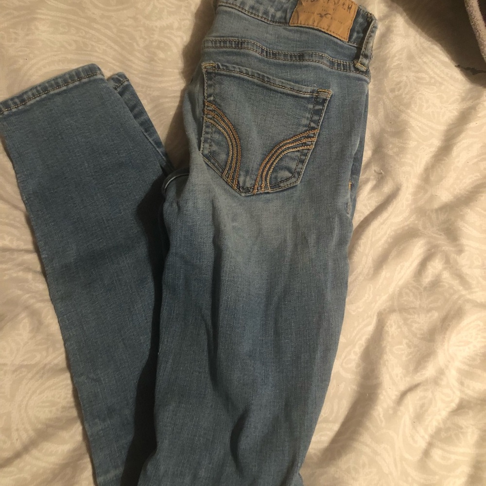 Light was distressed hollister jeans